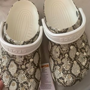 Snake print crocs!